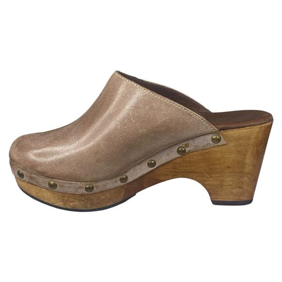 Cordani Women’s Zorba Tan Distressed Leather Wooden Clog Size 37 US 6.5 - Picture 2 of 12